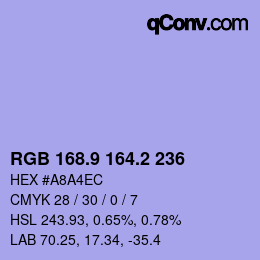 Color code: RGB 168.9 164.2 236 | qconv.com