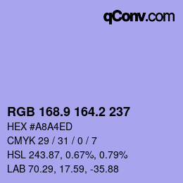 Color code: RGB 168.9 164.2 237 | qconv.com
