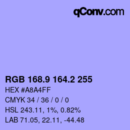 カラーコード: RGB 168.9 164.2 255 | qconv.com