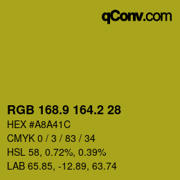 カラーコード: RGB 168.9 164.2 28 | qconv.com