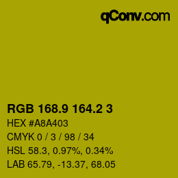 カラーコード: RGB 168.9 164.2 3 | qconv.com