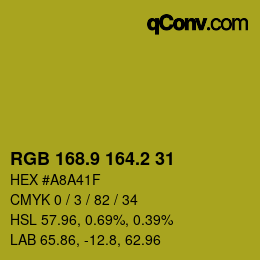 カラーコード: RGB 168.9 164.2 31 | qconv.com