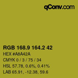 カラーコード: RGB 168.9 164.2 42 | qconv.com