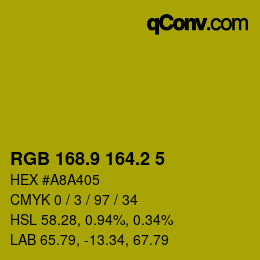 カラーコード: RGB 168.9 164.2 5 | qconv.com