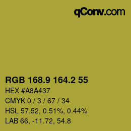 カラーコード: RGB 168.9 164.2 55 | qconv.com