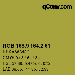 カラーコード: RGB 168.9 164.2 61 | qconv.com