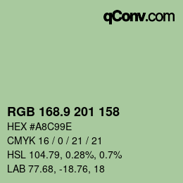 カラーコード: RGB 168.9 201 158 | qconv.com