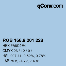 Color code: RGB 168.9 201 228 | qconv.com