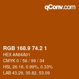 Color code: RGB 168.9 74.2 1 | qconv.com