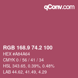 カラーコード: RGB 168.9 74.2 100 | qconv.com