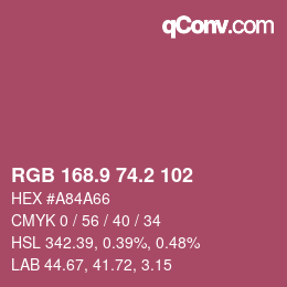 カラーコード: RGB 168.9 74.2 102 | qconv.com