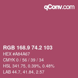 カラーコード: RGB 168.9 74.2 103 | qconv.com