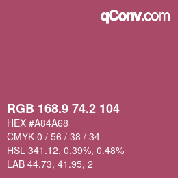 カラーコード: RGB 168.9 74.2 104 | qconv.com