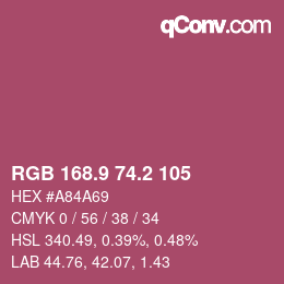 カラーコード: RGB 168.9 74.2 105 | qconv.com