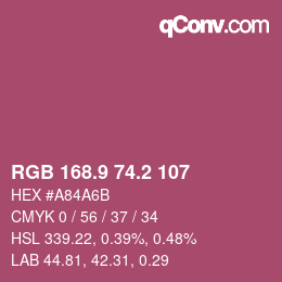 カラーコード: RGB 168.9 74.2 107 | qconv.com