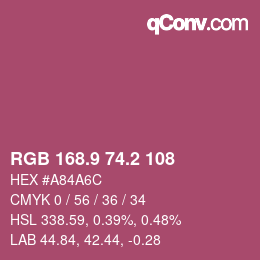 カラーコード: RGB 168.9 74.2 108 | qconv.com