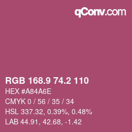 カラーコード: RGB 168.9 74.2 110 | qconv.com