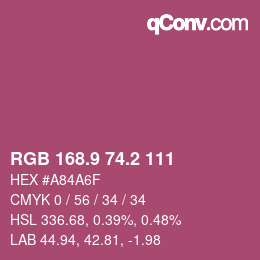 カラーコード: RGB 168.9 74.2 111 | qconv.com