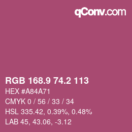 カラーコード: RGB 168.9 74.2 113 | qconv.com