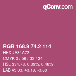 カラーコード: RGB 168.9 74.2 114 | qconv.com