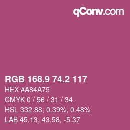 カラーコード: RGB 168.9 74.2 117 | qconv.com