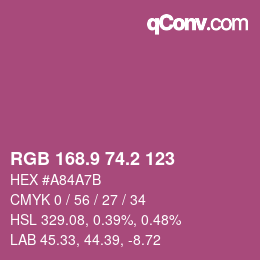 カラーコード: RGB 168.9 74.2 123 | qconv.com