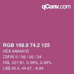 カラーコード: RGB 168.9 74.2 125 | qconv.com