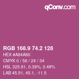 カラーコード: RGB 168.9 74.2 128 | qconv.com