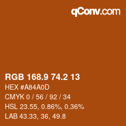 Color code: RGB 168.9 74.2 13 | qconv.com