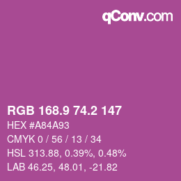 カラーコード: RGB 168.9 74.2 147 | qconv.com