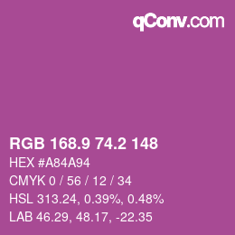 カラーコード: RGB 168.9 74.2 148 | qconv.com