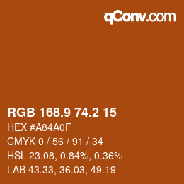 Color code: RGB 168.9 74.2 15 | qconv.com