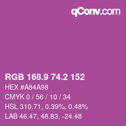 カラーコード: RGB 168.9 74.2 152 | qconv.com