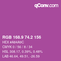カラーコード: RGB 168.9 74.2 156 | qconv.com