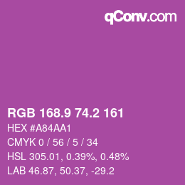 カラーコード: RGB 168.9 74.2 161 | qconv.com