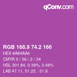 カラーコード: RGB 168.9 74.2 166 | qconv.com