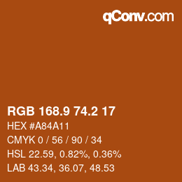 カラーコード: RGB 168.9 74.2 17 | qconv.com