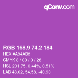 カラーコード: RGB 168.9 74.2 184 | qconv.com