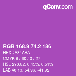 カラーコード: RGB 168.9 74.2 186 | qconv.com