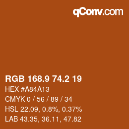 Color code: RGB 168.9 74.2 19 | qconv.com