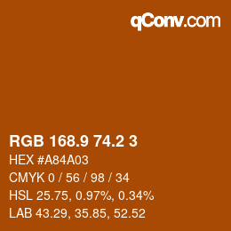カラーコード: RGB 168.9 74.2 3 | qconv.com