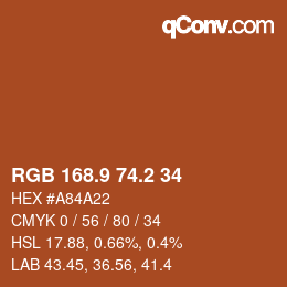 Color code: RGB 168.9 74.2 34 | qconv.com