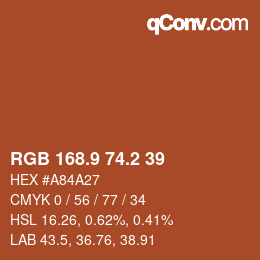 Color code: RGB 168.9 74.2 39 | qconv.com