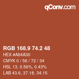 Color code: RGB 168.9 74.2 48 | qconv.com