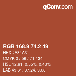 Color code: RGB 168.9 74.2 49 | qconv.com