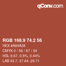 Color code: RGB 168.9 74.2 56 | qconv.com
