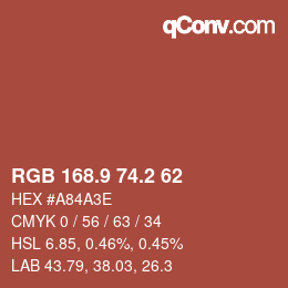 Color code: RGB 168.9 74.2 62 | qconv.com