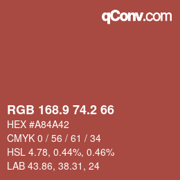 Color code: RGB 168.9 74.2 66 | qconv.com