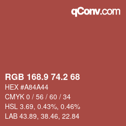 Color code: RGB 168.9 74.2 68 | qconv.com