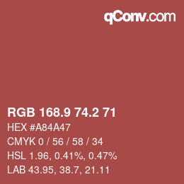 Color code: RGB 168.9 74.2 71 | qconv.com